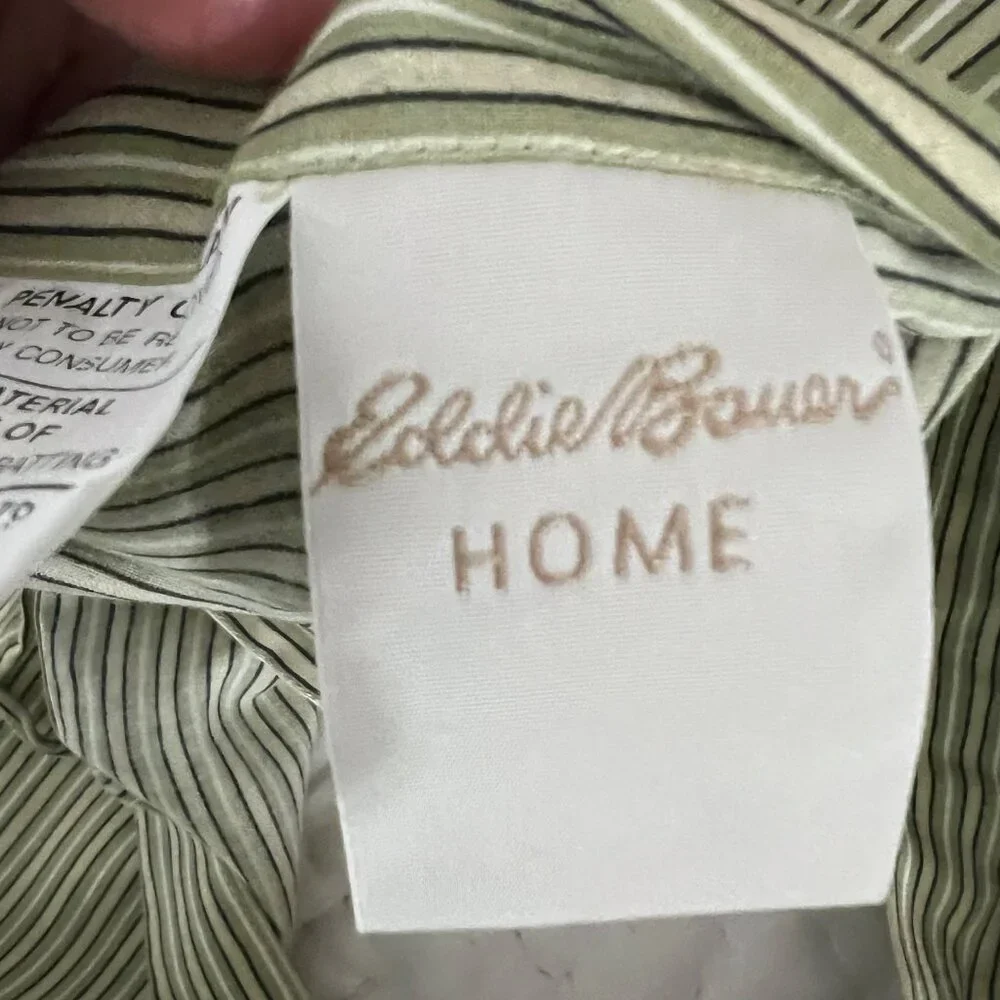 Eddie Bauer Quilted Cotton Rustic‎ Pillow Sham Green Striped & Patterned Accent